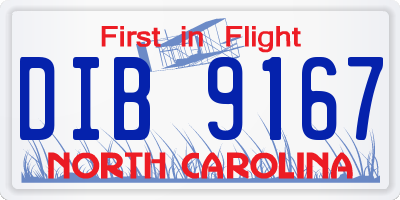 NC license plate DIB9167