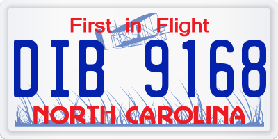 NC license plate DIB9168