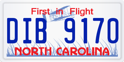 NC license plate DIB9170
