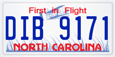 NC license plate DIB9171