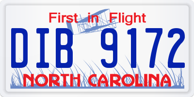 NC license plate DIB9172