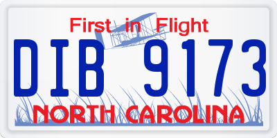 NC license plate DIB9173