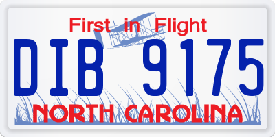NC license plate DIB9175