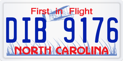 NC license plate DIB9176