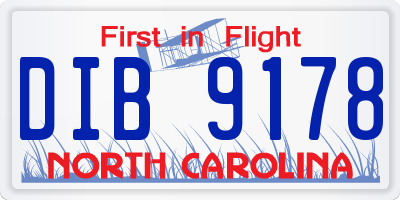 NC license plate DIB9178