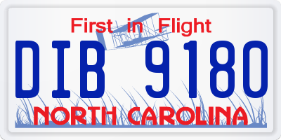 NC license plate DIB9180