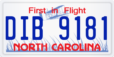 NC license plate DIB9181