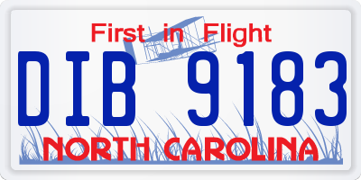 NC license plate DIB9183