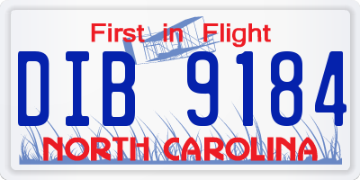 NC license plate DIB9184