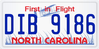 NC license plate DIB9186