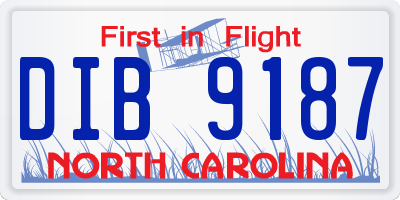 NC license plate DIB9187