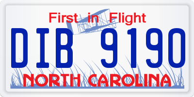 NC license plate DIB9190