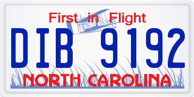 NC license plate DIB9192
