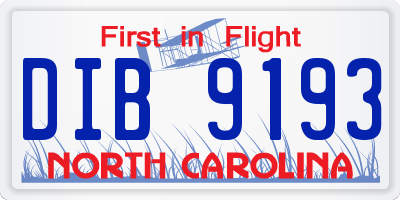NC license plate DIB9193