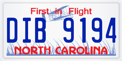 NC license plate DIB9194