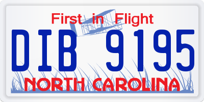 NC license plate DIB9195