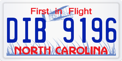 NC license plate DIB9196
