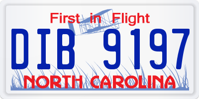 NC license plate DIB9197