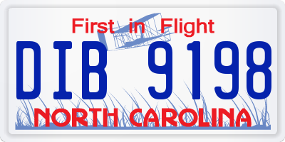 NC license plate DIB9198