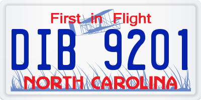 NC license plate DIB9201