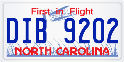NC license plate DIB9202