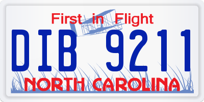 NC license plate DIB9211