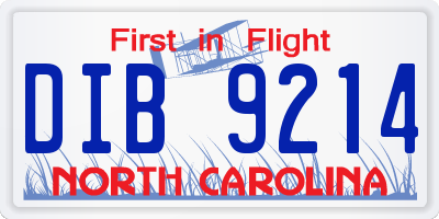 NC license plate DIB9214