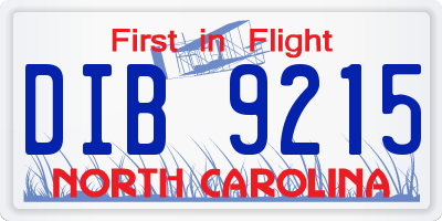 NC license plate DIB9215