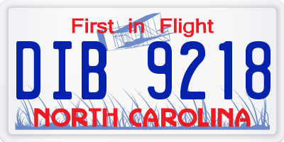 NC license plate DIB9218