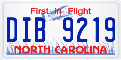 NC license plate DIB9219
