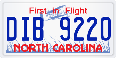 NC license plate DIB9220