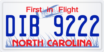 NC license plate DIB9222