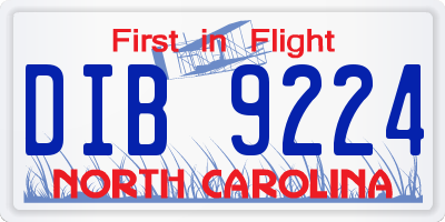 NC license plate DIB9224