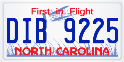 NC license plate DIB9225