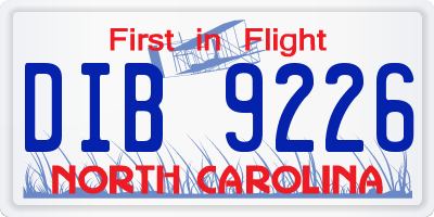 NC license plate DIB9226