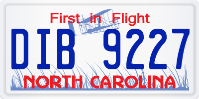 NC license plate DIB9227