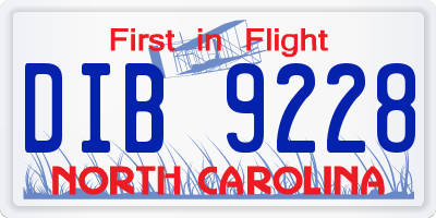 NC license plate DIB9228