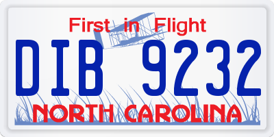NC license plate DIB9232