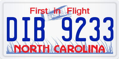 NC license plate DIB9233