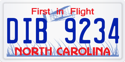 NC license plate DIB9234