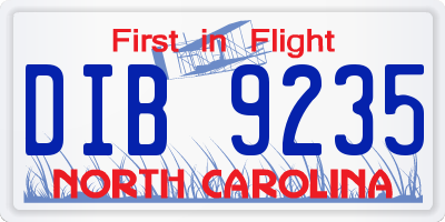 NC license plate DIB9235