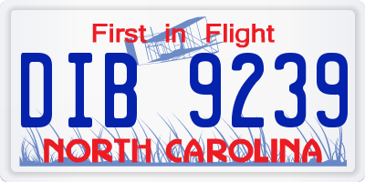 NC license plate DIB9239