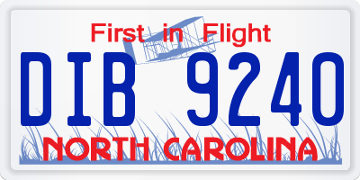 NC license plate DIB9240