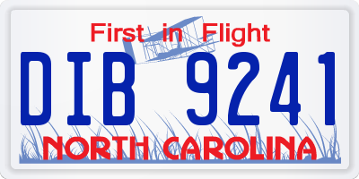 NC license plate DIB9241
