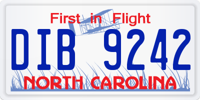NC license plate DIB9242