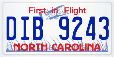 NC license plate DIB9243