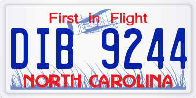 NC license plate DIB9244