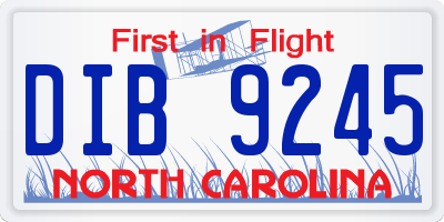 NC license plate DIB9245