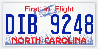 NC license plate DIB9248
