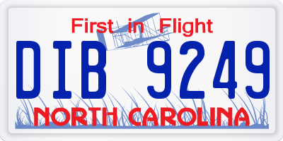 NC license plate DIB9249